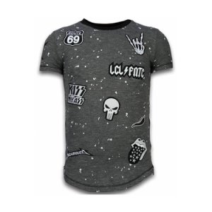 Longfit Asymmetrisk Broderi - T-Shirt Patches - Rockstar