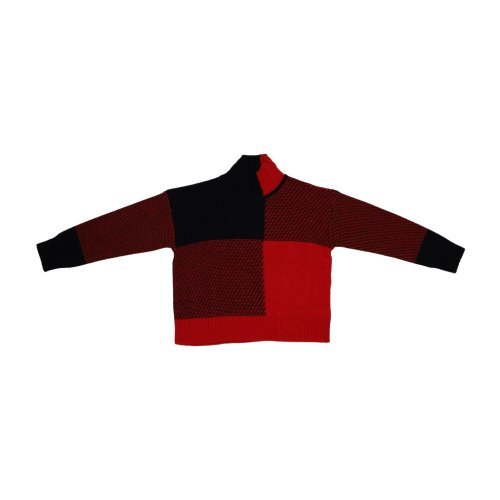 Red Maglione a collo alto a quadri in lana merino bambina WOOLRICH RED BUFFALO