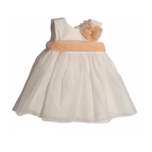 SLEEVELESS DRESS WITH POIS EMBROIDERED BELT AND BOW