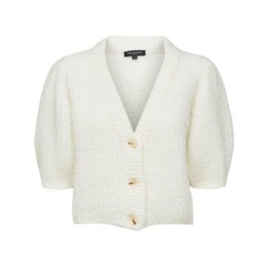 Snow White Selected Slfninni Cropped Knit Cardigan Ex Knit