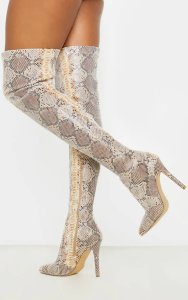 Bottes-chaussettes style cuissardes à effet serpent, Snake Print