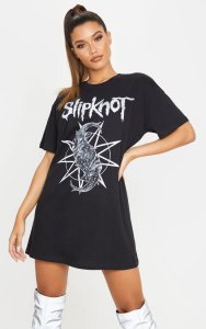Robe t-shirt noire à slogan Slipknot, Noir