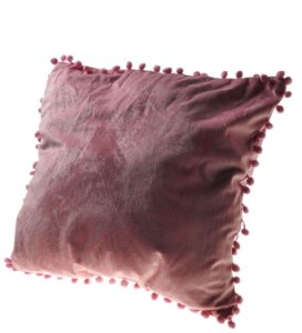 Różowa poszewka na poduszkę z pomponami 40x40 /D8-1 8850 S097/