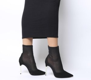 Office Alight- Metal Heel Sock Boot BLACK MESH,Schwarz