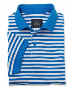 Savile Row Company - Blue white stripe cotton pique polo shirt xxl