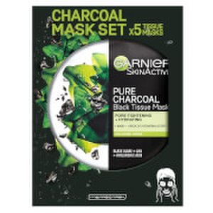 Garnier Charcoal and Algae Purifying and Hydrating Face Sheet Mask for Enlarged Pores (5 Pack)