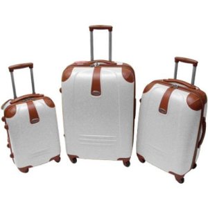 Clacson - Set 3 valigie trolley valigia bagaglio mano policarbonato abs bianco panna