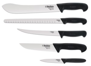 Set coltelli 5 pezzi multiuso Bufalo kit pro manico nero