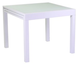 Tavolo Quadrato Allungabile da Giardino 90x90 cm in Alluminio Adami Boise Bianco