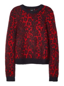 NAME IT Cropped Leopardenmuster Pullover Damen Rot