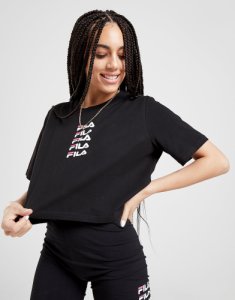 Fila Repeat Logo Crop T-Shirt Donna - Only at JD, Nero