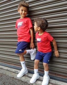 Nike Colour Block T-Shirt/Shorts Completo Bambino - Only at JD, Rosso