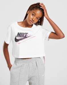Nike Double Futura Logo Crop T-Shirt Donna - Only at JD, Bianco