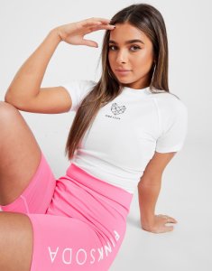 Pink Soda Sport Core Slim Crop T-Shirt Donna, Bianco