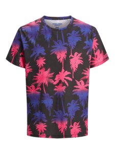 JACK & JONES Tropisk Printet T-shirt Mænd Black; Pink