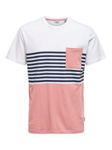 ONLY & SONS Kontrastfarvet T-shirt Mænd Lyserød