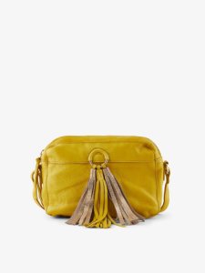 PIECES Tassel Detail Leather Crossbody Bag Women yellow