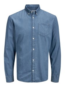 JACK & JONES Button-down-krage - Jeansskjorta Man Blå