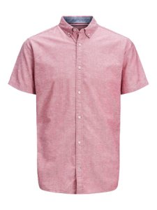 JACK & JONES Button-down-krage - Kortärmad Skjorta Man Rosa