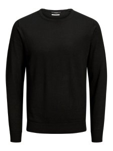 Jack & Jones merinoull - stickad tröja man svart