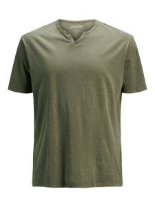 JACK & JONES Split Neck - Plus Size-t-shirt Man Grön