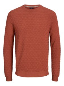 Jack & Jones strukturerad tröja man brown; orange; red