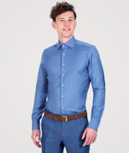Camicia da uomo su misura, Reda Active, Azzurra Melange Lana Merino, Quattro Stagioni | Lanieri