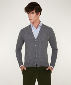 Maglione da uomo, linsieme, 100% lana grigio scuro, autunno inverno | Lanieri