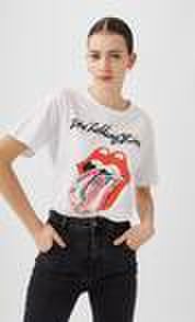 Maglietta con logo musica dei Rolling Stones Bianco