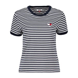 Tommy Jeans - T-shirt a righe logo cuore donna