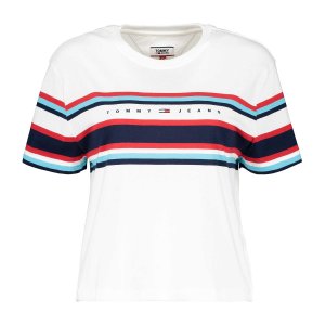 Tommy Jeans - T-shirt crop stripe logo donna